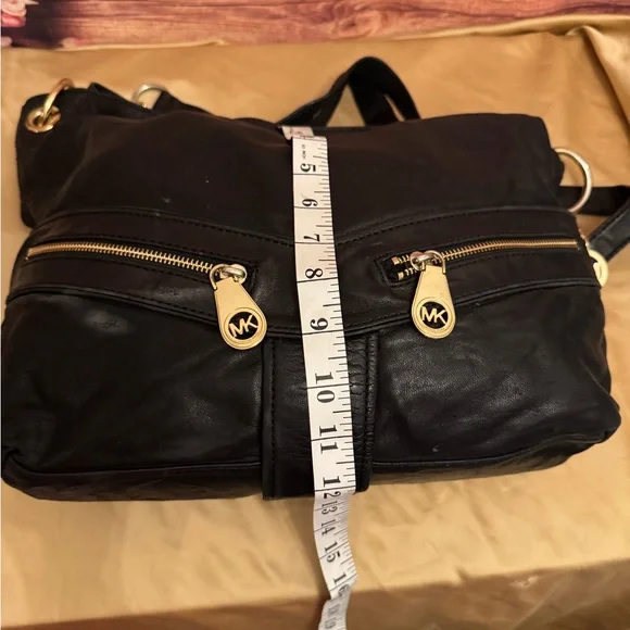 Michael Kors Jamesport Black Leather Hobo Shoulder Bag Large MK Purse - Picture 10 of 11